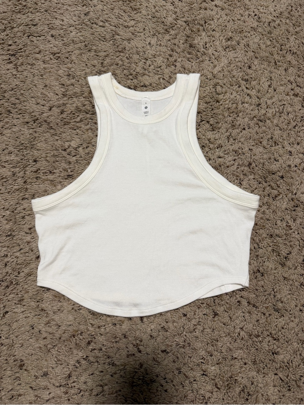 lululemon athletica White Ribbed Racerback Crop Tank